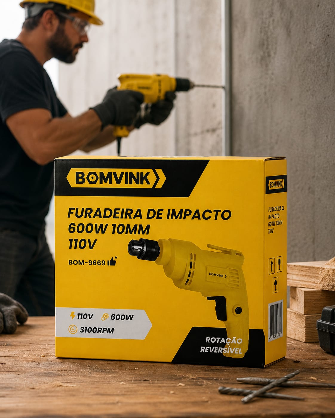 FURADEIRA DE IMPACTO 600W 10MM BOM-9669